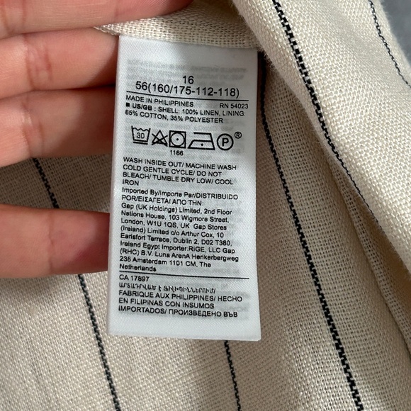 Banana Republic women size 16 double breasted blazer beige stripe 100% linen - Picture 10 of 11